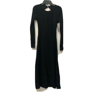 Velvet Torch Womens Black Ribbed Open Back Midi Dress